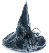 Klobouk čarodějnice - čaroděj s pavučinou a pavoukem - dospělý - Halloween - Zbraně, brnění