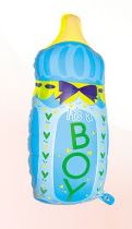 Balón foliový dětská láhev Kluk 80 cm - Baby shower – Těhotenský večírek