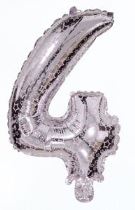 Balón foliový číslice STŘÍBRNÁ 35 cm - číslice 4 (NELZE PLNIT HELIEM) - Led svítící
