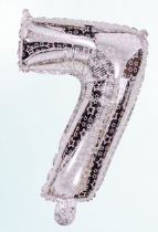 Balón foliový číslice STŘÍBRNÁ 35 cm - číslice 7 (NELZE PLNIT HELIEM) - Led svítící