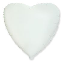 Balón foliový 45 cm  Srdce bílé - Valentýn / Svatba - Oslavy