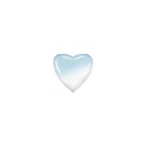 Balón fóliový srdce ombré - modrobílé - 48 cm - Fóliové