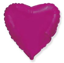 Balón foliový 45 cm  Srdce tmavě růžové FUCHSIE - Valentýn / Svatba - Bublifuky