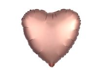 Balón foliový 45 cm  Srdce růžovo zlaté - Rose gold - Valentýn / Svatba - Oslavy