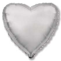 Balón foliový 45 cm  Srdce stříbrné - Valentýn / Svatba - Bublifuky