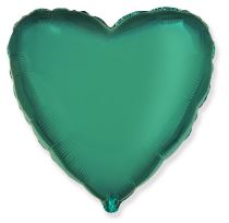 Balón foliový 45 cm  Srdce zelené TYRKYSOVÉ - Valentýn / Svatba - Bublifuky