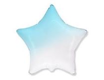 Balón fóliový hvězda ombré - modrobílá - 48 cm - Fóliové