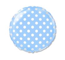 Balón foliový  Kulatý modrý s bílými puntíky 45 cm - Oslavy