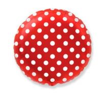 Balón foliový  Kulatý  červený s bílými puntíky 45 cm - Oslavy