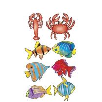 Dekorace mořský svět - Humr, krab, ryby - 8 ks - Oslavy