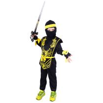 Dětský kostým Ninja žlutý vel.S - Karneval