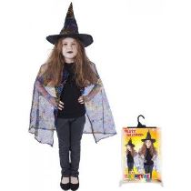 Kostým čaroděj - čarodějnice s pláštěm + kloboukem / HALLOWEEN - Karnevalové kostýmy pro děti