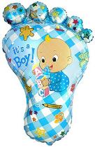 Balón foliový noha kluk - Baby shower - chlapeček - 96 cm - Latex