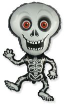Balón foliový Skeleton - Kostra - kostlivec - 82 cm - Halloween - černo-šedý - Klobouky, helmy, čepice