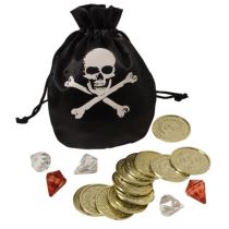 Pirátský měšec s mincemi a drahokamy - 17 ks - Kostýmy pro holky