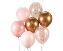 Sada latexových balónků - chromovaná růžová 7 ks - 30 cm - Hello Kitty - licence