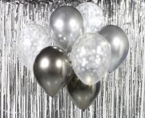 Sada latexových balónků - chromovaná stříbrná 7 ks - 30 cm - Dekorace