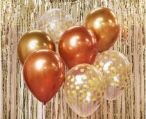 Sada latexových balónků - chromovaná růžovozlatá / rose gold 7 ks - 30 cm - Oslavy