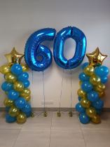 DEKORACE z balónků MODRO-ZLATÁ - 60 NAROZENINY - Balonkové dekorace