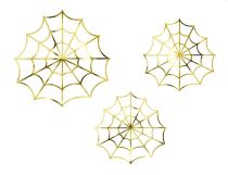 Dekorace pavučina - zlatá - Halloween - 3 ks - Čelenky, věnce, spony, šperky