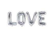 Foliový nápis LOVE stříbrný - Valentýn / Svatba, 140x35 cm - Balónky