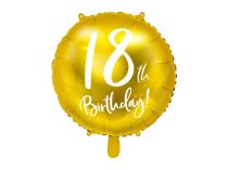 Balón foliový 18. narozeniny zlatý, 45cm - Číslice