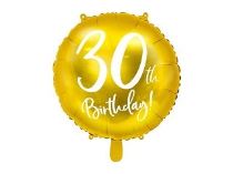 Balón foliový 30. narozeniny zlatý, 45cm - Jubilejní narozeniny
