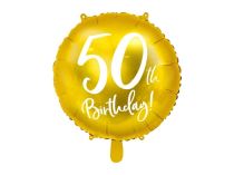 Balón foliový 50. narozeniny zlatý, 45cm - Konfety