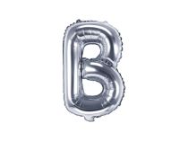 Balón foliový písmeno "B", 35cm, STŘÍBRNÝ (NELZE PLNIT HELIEM) - Dekorace