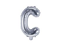Balón foliový písmeno "C", 35cm, STŘÍBRNÝ (NELZE PLNIT HELIEM) - Balónky