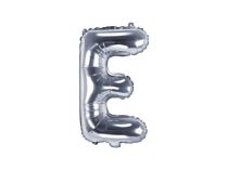 Balón foliový písmeno "E", 35cm, STŘÍBRNÝ (NELZE PLNIT HELIEM) - Fóliové