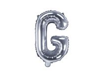 Balón foliový písmeno "G", 35cm, STŘÍBRNÝ (NELZE PLNIT HELIEM) - Fóliové