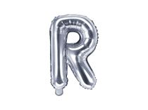 Balón foliový písmeno "R", 35cm, STŘÍBRNÝ (NELZE PLNIT HELIEM) - Fóliové