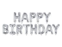 Balón foliový nápis narozeniny - HAPPY BIRTHDAY - STŘÍBRNÝ - silver 340 x 35 cm - Balónek - Balónky