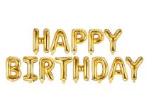 Balón foliový nápis narozeniny - HAPPY BIRTHDAY - ZLATÝ - gold 340 x 35 cm - Balónek - Narozeniny 18. let
