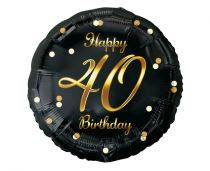 Balón foliový 40 let - Happy birthday - narozeniny - 45 cm - Narozeniny 40. let