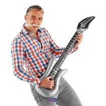Nafukovací kytara stříbrná - rocker -100 cm - Paruky dospělí