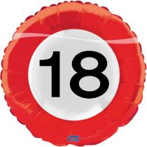Balón foliový dopravní značka 18 let , 43cm - Jubilejní narozeniny