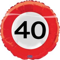 Balón foliový dopravní značka 40 let , 45cm - Jubilejní narozeniny