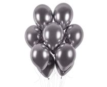 Balónky chromované 50 ks vesmírně šedé lesklé - Silvestr - 33 cm - Konfety