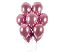 Balónky chromované 50 ks růžové lesklé - 33 cm - Příslušenství
