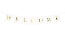 Girlanda Welcome / Vítejte bílá 15 x 95 cm - Papírové