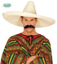 Slaměný klobouk sombrero s bambulkami - Mexiko 60 cm - Klaunská párty
