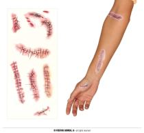 Tetování -  krvavé jizvy - HALLOWEEN - sada 8 ks - Punčocháče, rukavice, kabelky