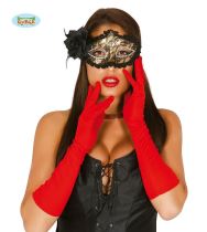 Rukavice červené 45 cm - Masky, škrabošky