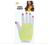 Retro síťované rukavice - neon - žluté - 80.léta - disco - Party make - up