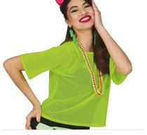 Zelené siťované retro tričko - neon - 80.léta - disco - Party make - up