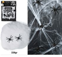 Pavučina bílá 228 g + 4 pavouci - Halloween - Masky, škrabošky