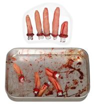 Krvavé amputované prsty - krev - HALLOWEEN - 5 ks - Horrorová párty