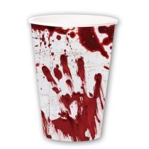 Papírové kelímky - krvavé otisky - Krev - Halloween - 355 ml - 6 ks - Papírové